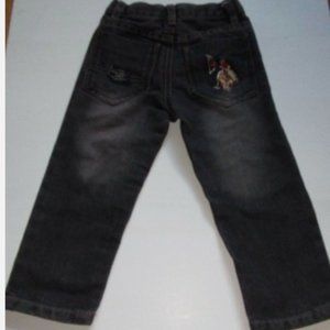 U.S. Polo Assn. Toddler Boys Dark Skinny Jeans Embroidered Size 2T Elastic Waist